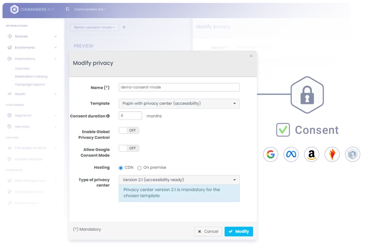 1st-party Data Collection 14 Ca Etm Features 1.1.2 Manage Share User Consent Data Collection